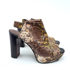 Donald J Pliner Snakeskin Open Toe Slingback High Heels Chunky Booties 9.5